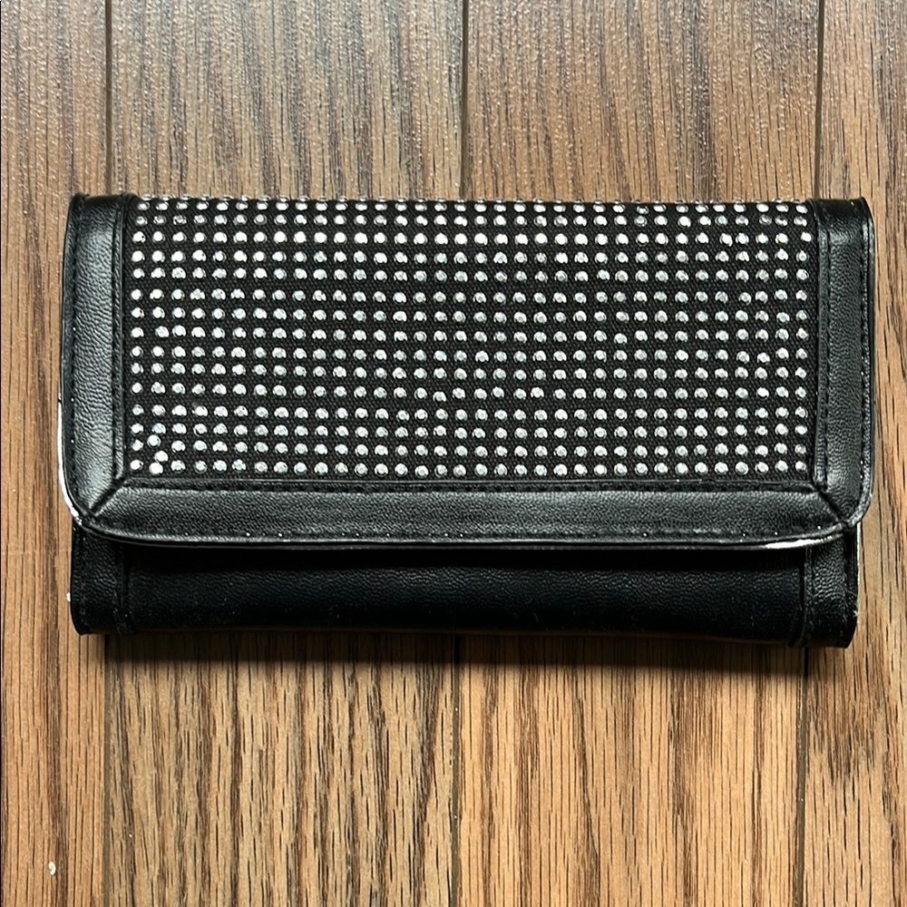 STEVEN MADDEN Black and Silver Studded Wallet